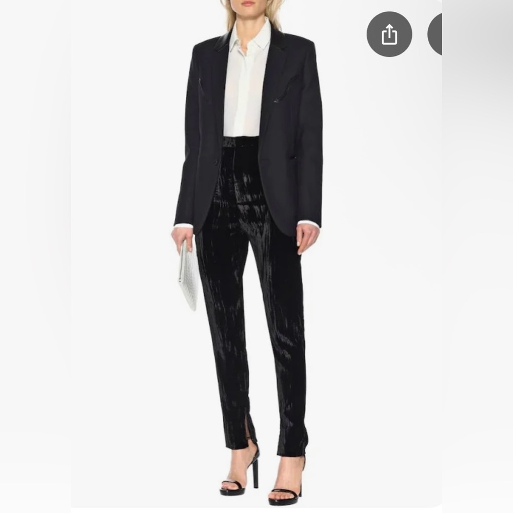 Saint Laurent Black Crushed Velvet Women’s Trousers Pants Sz 34 NEW